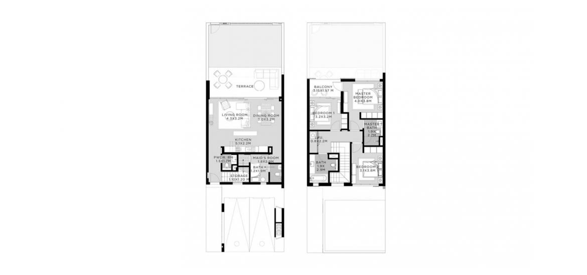 Plano del apartamento «A», 3 dormitorios en TALIA