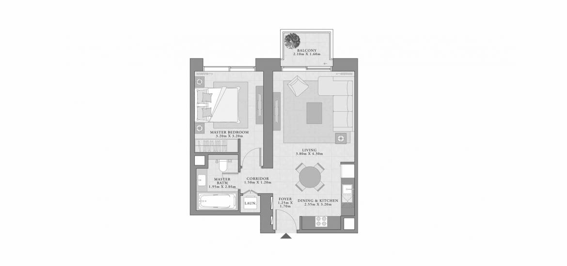 Plano del apartamento «A», 1 dormitorio en CREEK PALACE