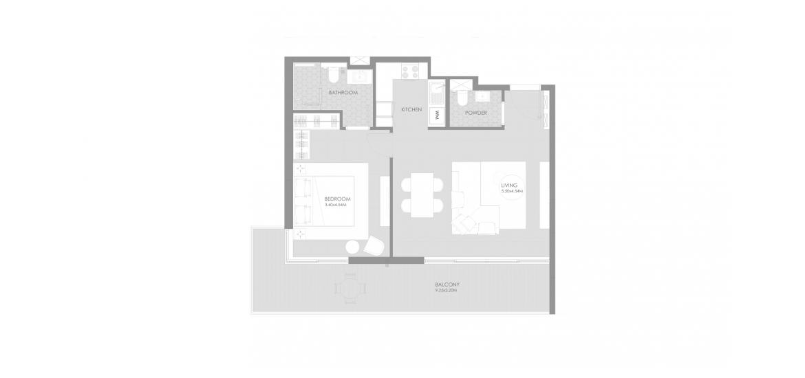 Plano del apartamento «B», 1 dormitorio en MAG CITY