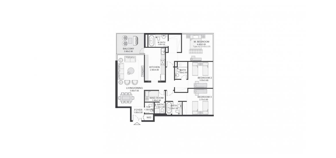 Plano del apartamento «164SQM», 3 dormitorios en TRIA