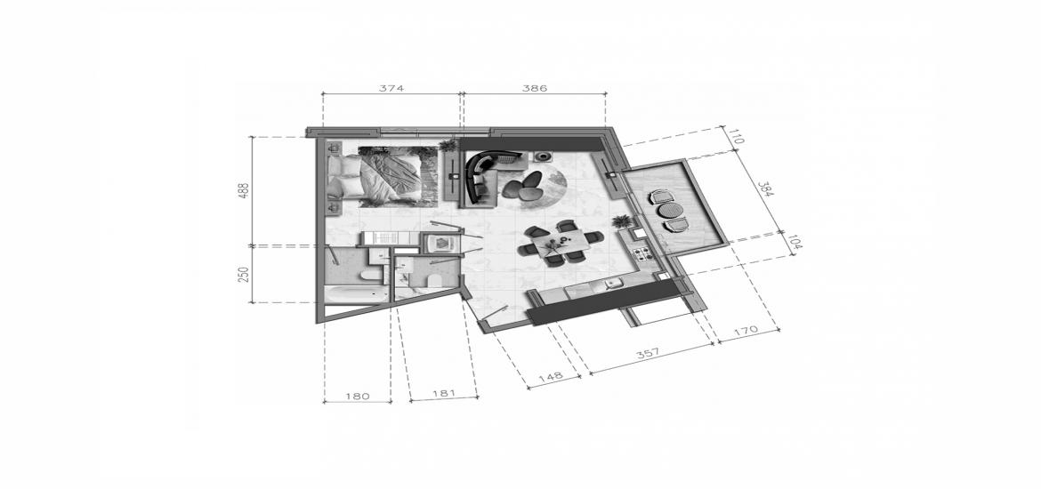 Plano del apartamento «1BR-71SQM», 1 dormitorio en NOBLES TOWER