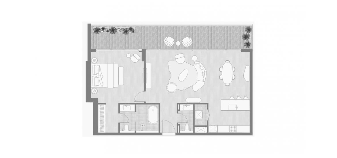 Plano del apartamento «1 BEDROOM – TYPE C», 1 dormitorio en KEMPINSKI RESIDENCES THE CREEK