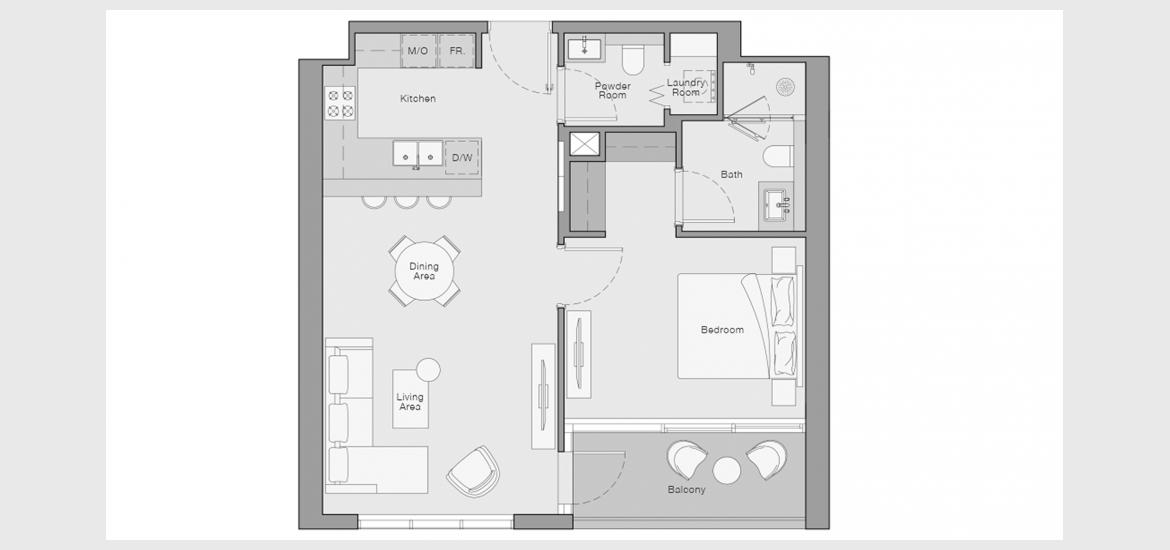 Plano del apartamento «1 BERDROOM TYPE A», 1 dormitorio en THE QUAYSIDE RESIDENCES