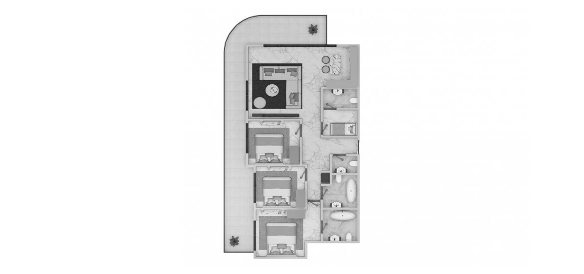 Plano del apartamento «Beachgate by Address 3br 148sqm», 3 dormitorios en BEACHGATE BY ADDRESS