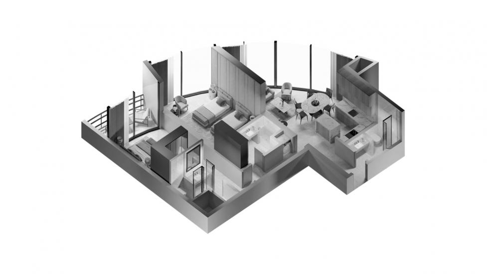 Plano del apartamento «2 BEDROOM TYPE 2D-B 96 SQ.M.», 2 dormitorios en THE BILTMORE RESIDENCES SUFOUH