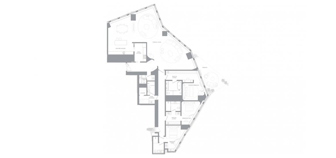Plano del apartamento «3BR 366SQM», 3 dormitorios en BACCARAT HOTEL AND RESIDENCES