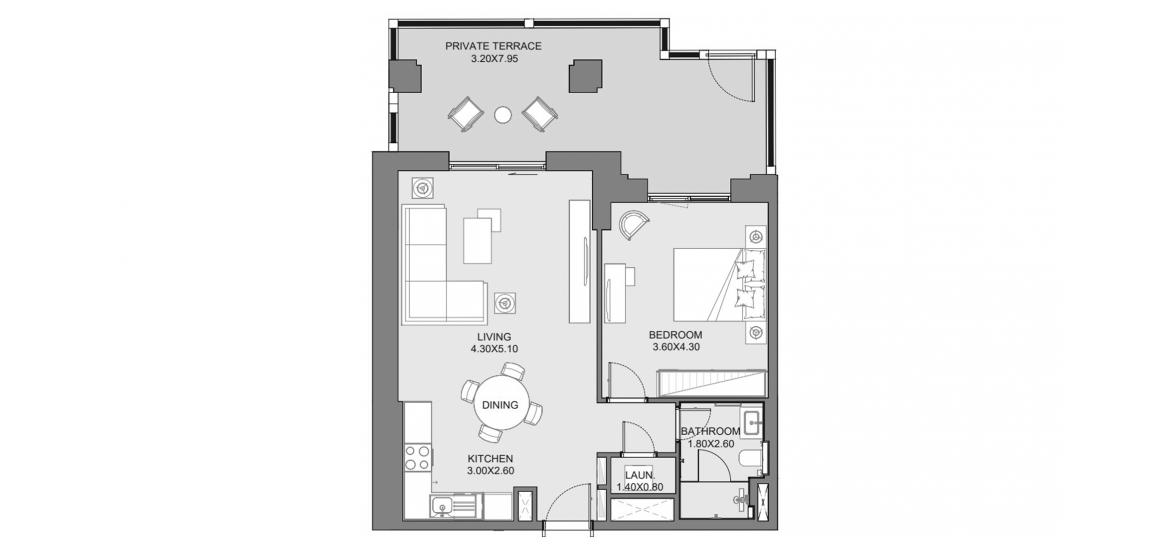 Plan d'étage de l'appartement «87sqm», 1 chambre à coucher à JADEEL