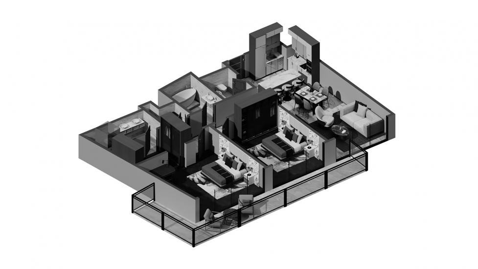 Plan d'étage de l'appartement «2BR Type B 120SQM», 2 chambres à BELMONT RESIDENCE