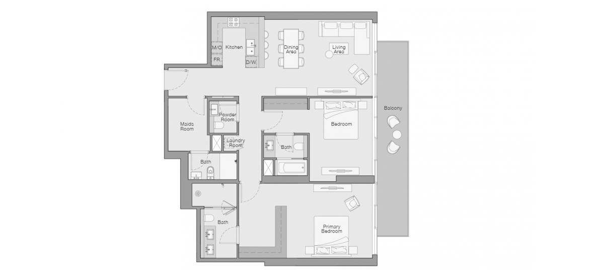 Plan d'étage de l'appartement «2 BERDROOM TYPE B», 2 chambres à THE QUAYSIDE RESIDENCES