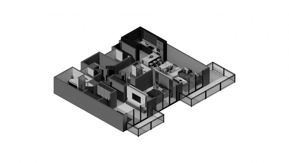 Plan d'étage de l'appartement «2 Bedroom 01 158SQM», 2 chambres à CANAL FRONT RESIDENCES