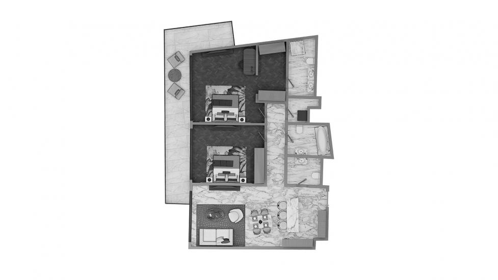 Plan d'étage de l'appartement «2BR Type B 120SQM», 2 chambres à BELMONT RESIDENCE