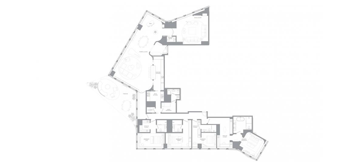 Plan d'étage de l'appartement «4BR 512SQM», 5 chambres à BACCARAT HOTEL AND RESIDENCES