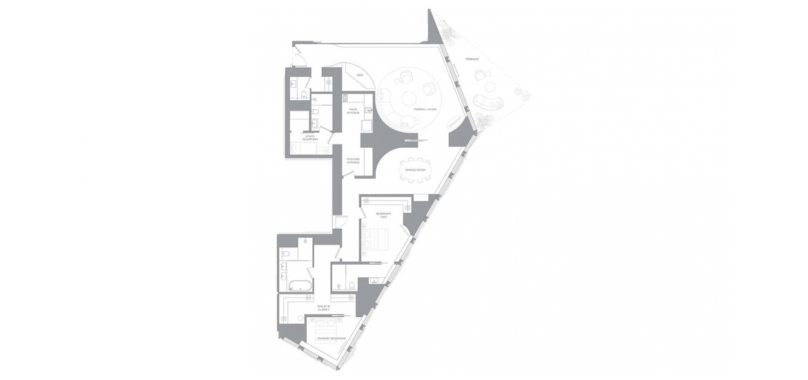 Plan d'étage de l'appartement «2BR 276SQM», 2 chambres à BACCARAT HOTEL AND RESIDENCES