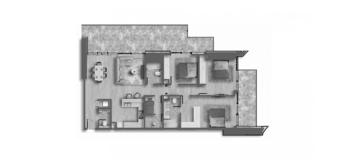 Планировка апартаментов «D» 3 спальни в ЖК AHAD RESIDENCES