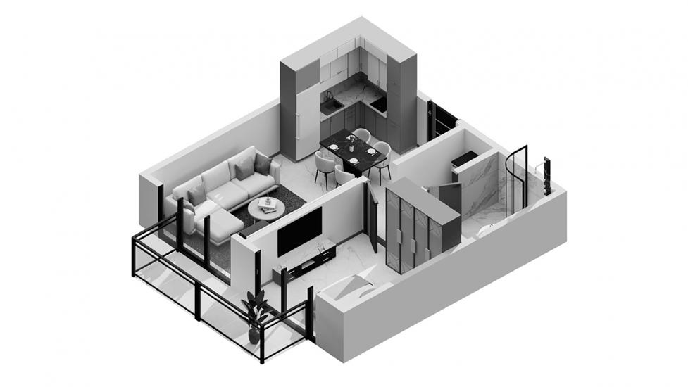 Планировка апартаментов «Beachgate by Address 1br 73sqm» 1 спальня в ЖК BEACHGATE BY ADDRESS