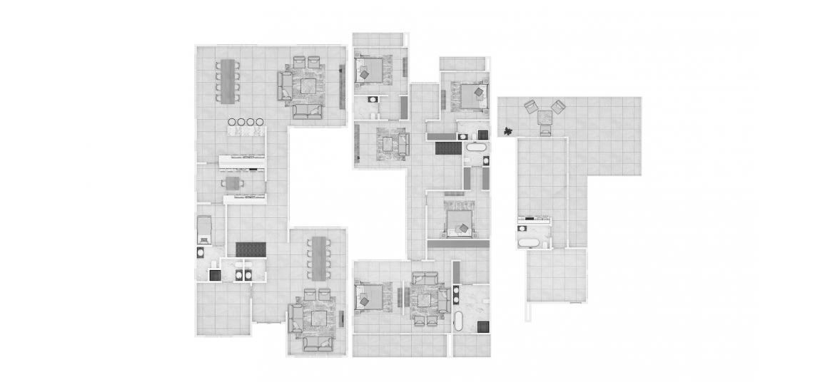 Планировка апартаментов «6BR Type V55-A 1051SQM» 6 спален в ЖК CAVALLI ESTATES