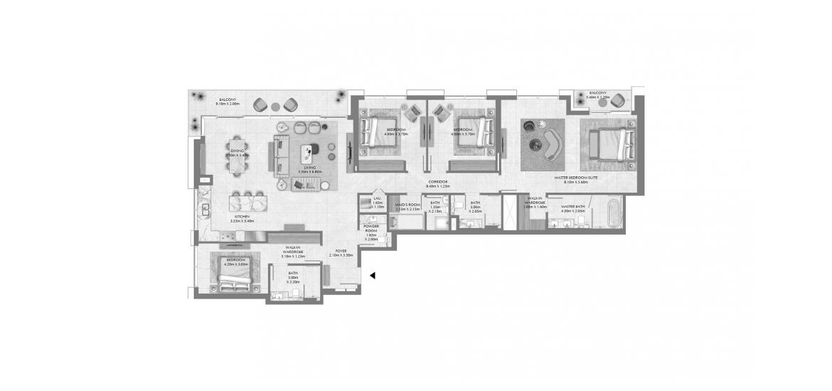 Планировка апартаментов «261 SQ.M 4 BDRM» 6 комнат в ЖК CREEK WATERS 2 APARTMENTS