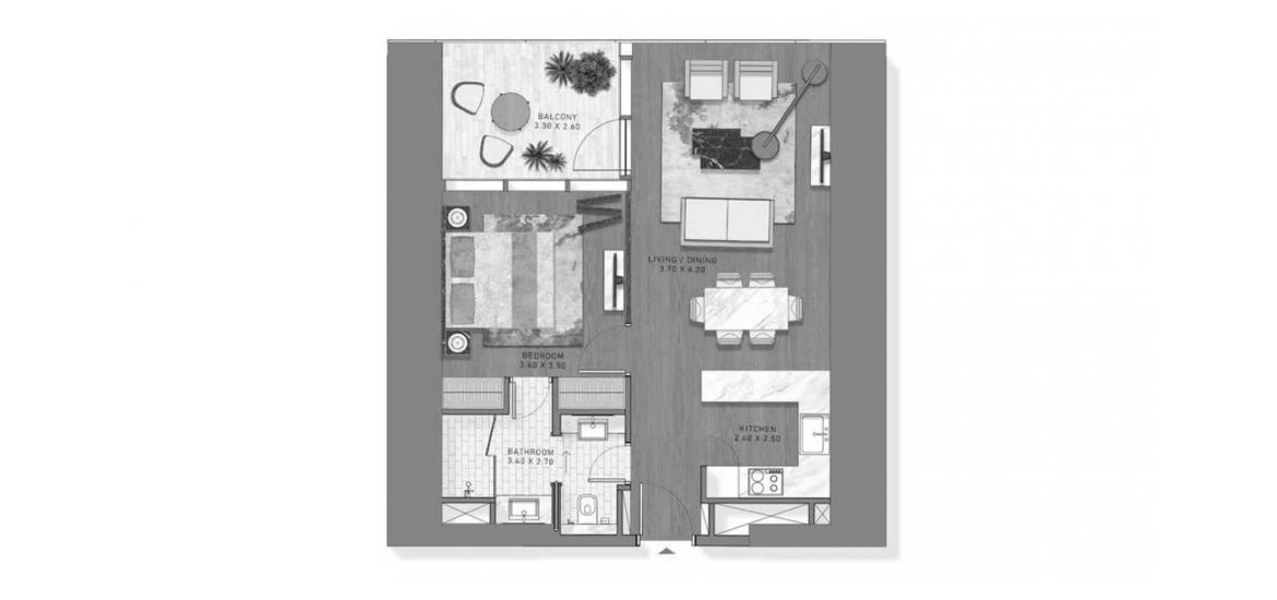 Apartment floor plan «61.68SQM», 1 bedroom in SAFA TWO