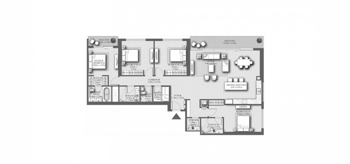 Apartment floor plan «224SQM A», 4 bedrooms in MARINA SHORES