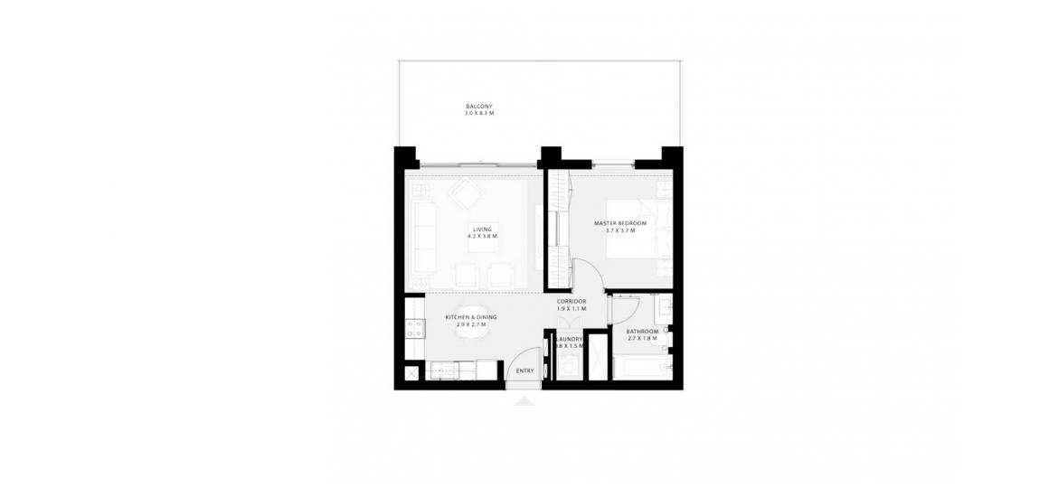 Apartment floor plan «79SQM», 1 bedroom in PARK FIELD