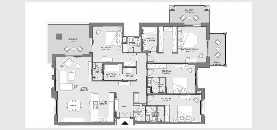 Apartment floor plan «246sqm», 4 bedrooms in JADEEL