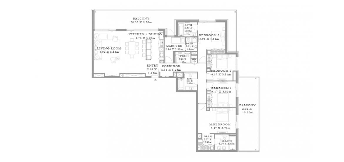 Apartment floor plan «H», 4 bedrooms in SEAGATE