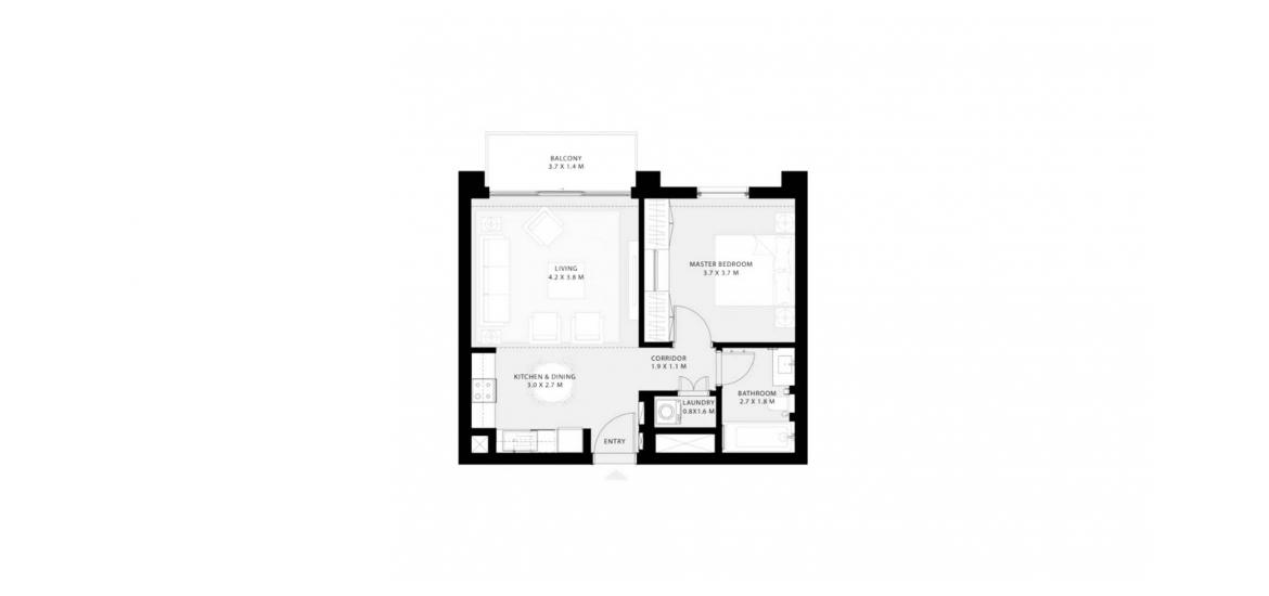 Apartment floor plan «60SQM», 1 bedroom in PARK FIELD