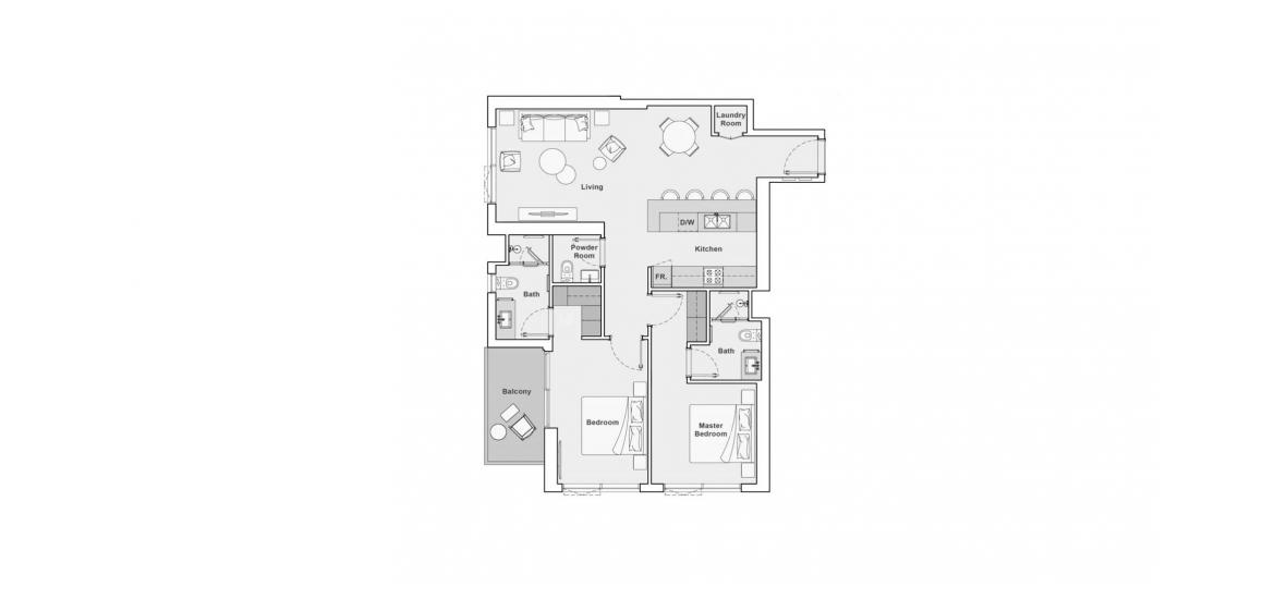 Apartment floor plan «102SQM», 2 bedrooms in THE PORTMAN