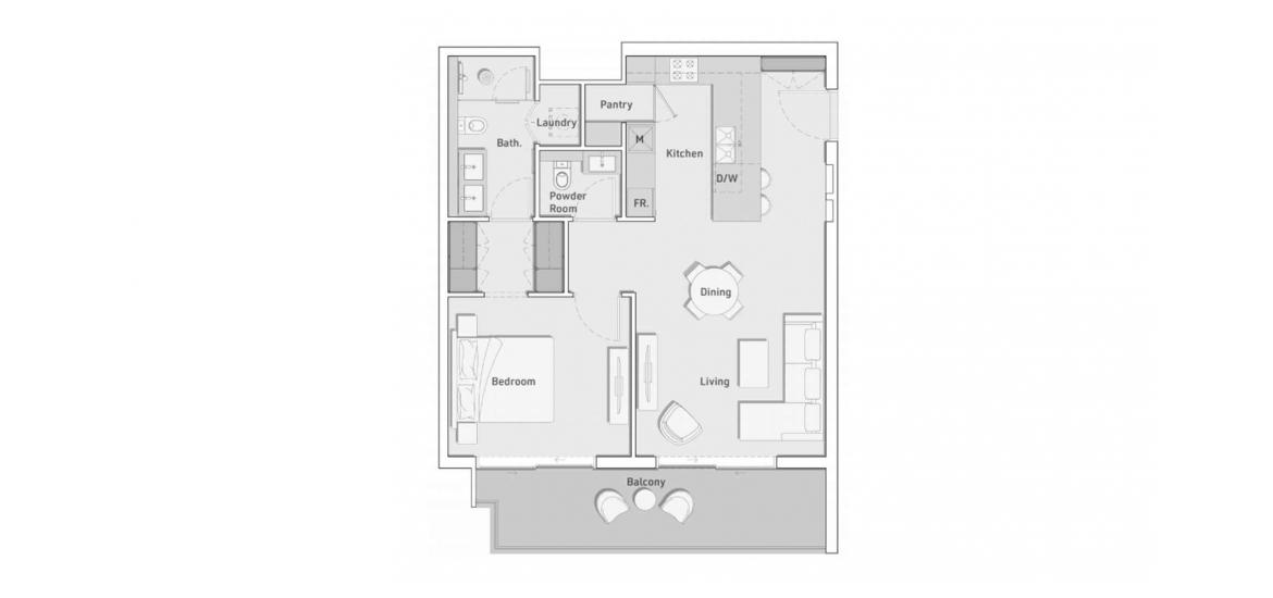 Apartment floor plan «A», 1 bedroom in ELLINGTON HOUSE