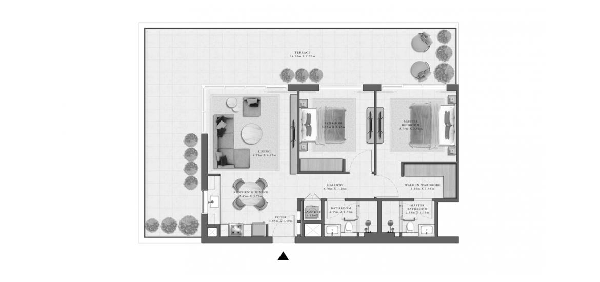 Apartment floor plan «GOLF GRAND APARTMENTS 2 BEDROOM TYPE 5 155 SQ.M.», 2 bedrooms in GOLF GRAND APARTMENTS