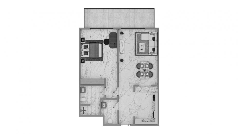 Apartment floor plan «1 Bedroom 57SQM», 1 bedroom in BINGHATTI NOVA
