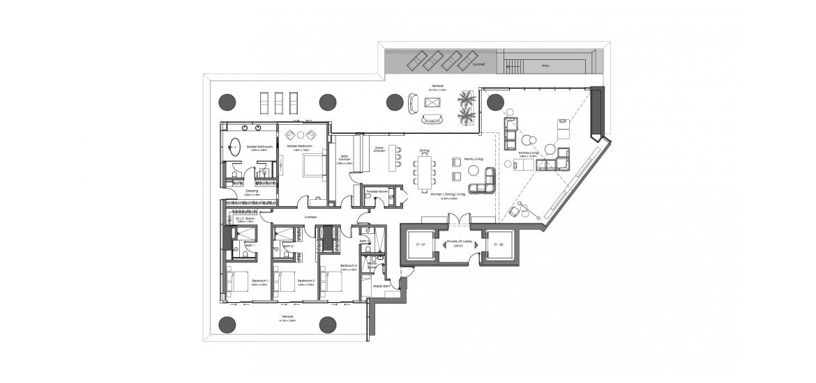 Apartment floor plan «685 SQ.M 4 BR», 4 bedrooms in VELA RESIDENCES