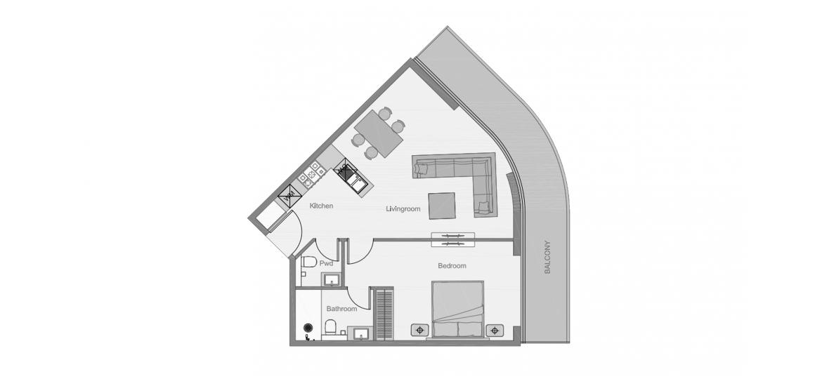 Apartment floor plan «THE CENTRAL DOWNTOWN ONE-BEDROOM-TYPE-5-85M», 1 bedroom in THE CENTRAL DOWNTOWN