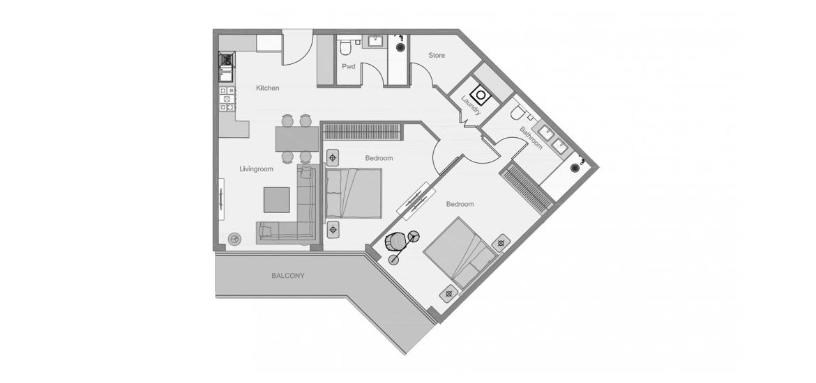 Apartment floor plan «THE CENTRAL DOWNTOWN TWO-BEDROOMS-TYPE-2-111M», 2 bedrooms in THE CENTRAL DOWNTOWN