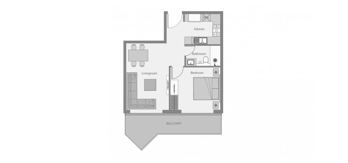 Apartment floor plan «THE CENTRAL DOWNTOWN ONE-BEDROOM-TYPE-6-63M», 1 bedroom in THE CENTRAL DOWNTOWN